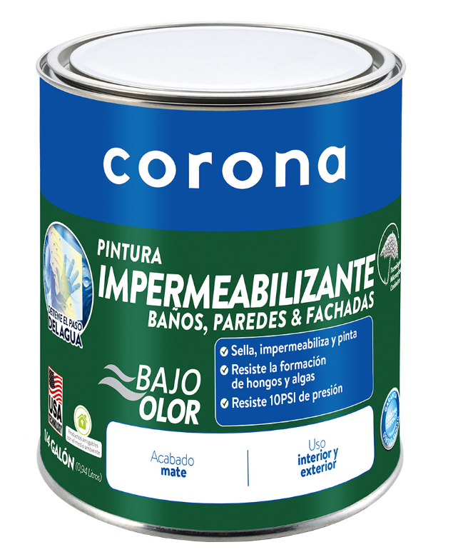 PINTURA CORONA IMPERMEABILIZANTE BLANCO 1/4GL