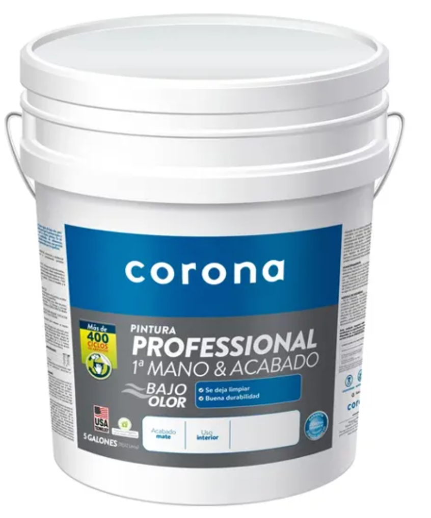PINTURA CORONA PROFFESIONAL 1A MANO BLANCO 5GL
