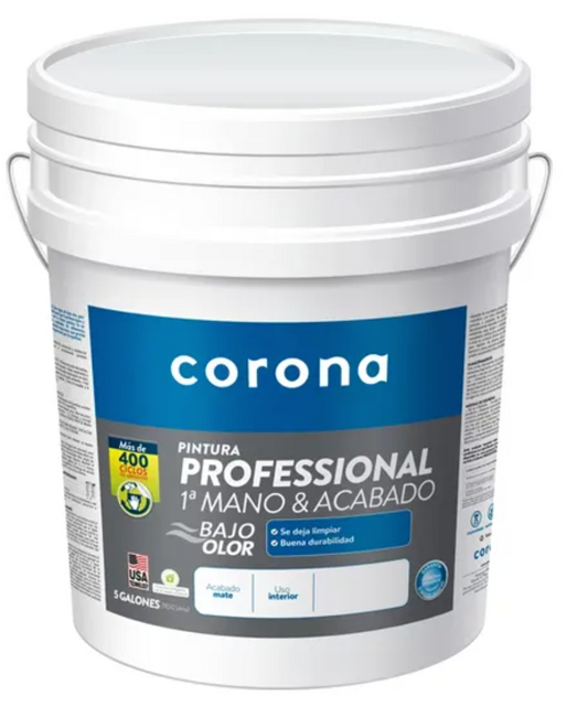 PINTURA CORONA PROFFESIONAL 1A MANO BLANCO 5GL