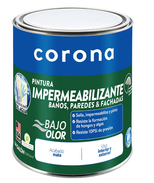 PINTURA CORONA IMPERMEABILIZANTE BLANCO 1/4GL